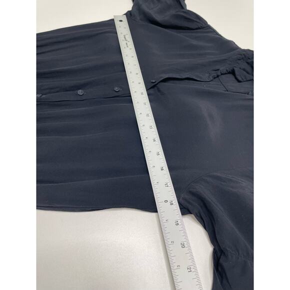 European Culture Button Front Wide Leg Jumpsuit Short Sleeve Collared Black S - Picture 7 of 14